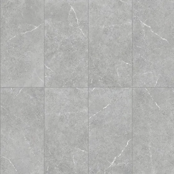 Light grey marble tile with white veins arranged in grid pattern on white background