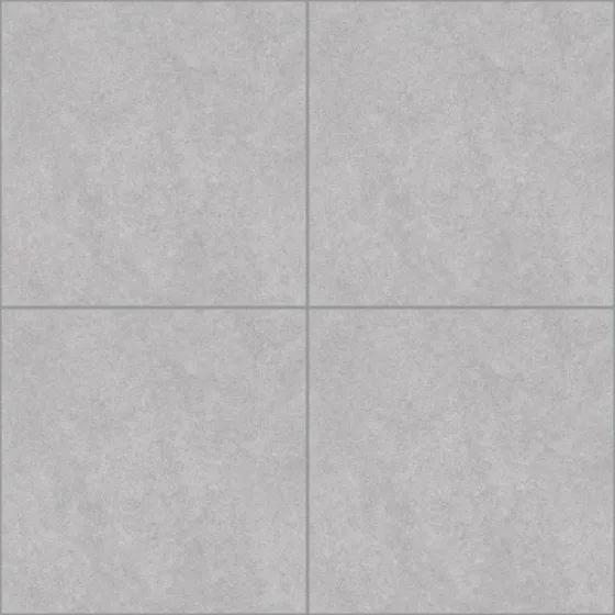 Four square grey porcelain floor tiles with matte finish and subtle texture on white background